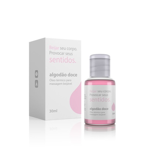 Óleo para Massagem Beijável Função Hot Sentidos Algodão Doce - 30 ml