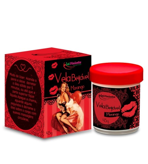 Vela Beijável com sabor de morango para massagem hot